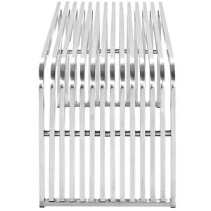 Modway Furniture Pipe 47-inch Stainless Steel Bench, Silver