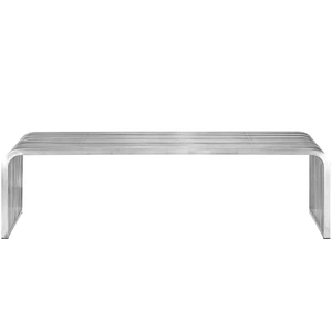Modway Furniture Pipe 60-inch Stainless Steel Bench, Silver