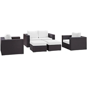 Modway Furniture Convene 5-Pc Synthetic Rattan Weave Outdoor Patio Sofa Set