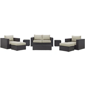 Modway Furniture Convene 8-Pc Synthetic Rattan Weave Outdoor Patio Sofa Set