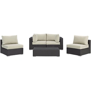 Modway Furniture Convene 5-Pc Synthetic Rattan Weave Outdoor Patio Sectional Set, Composition 1