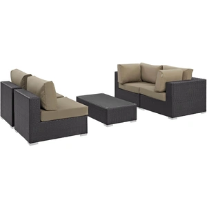 Modway Furniture Convene 5-Pc Synthetic Rattan Weave Outdoor Patio Sectional Set, Composition 1