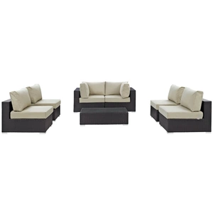 Modway Furniture Convene 7-Pc Synthetic Rattan Weave Outdoor Patio Sectional Set, Composition 2