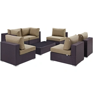 Modway Furniture Convene 7-Pc Synthetic Rattan Weave Outdoor Patio Sectional Set, Composition 2