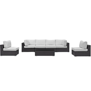 Modway Furniture Convene 7-Pc Synthetic Rattan Weave Outdoor Patio Sectional Set, Composition 2