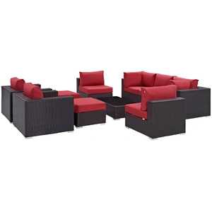 Modway Furniture Convene 10-Pc Synthetic Rattan Weave Outdoor Patio Sectional Set