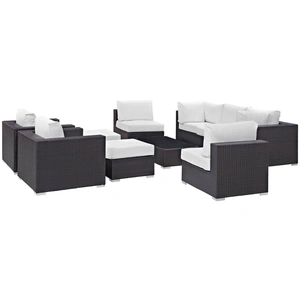 Modway Furniture Convene 10-Pc Synthetic Rattan Weave Outdoor Patio Sectional Set