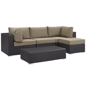 Modway Furniture Convene 5-Pc Synthetic Rattan Weave Outdoor Patio Sectional Set, Composition 2