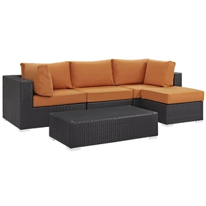 Modway Furniture Convene 5-Pc Synthetic Rattan Weave Outdoor Patio Sectional Set, Composition 2