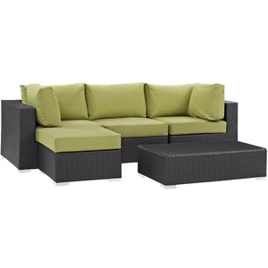 Modway Furniture Convene 5-Pc Synthetic Rattan Weave Outdoor Patio Sectional Set, Composition 2