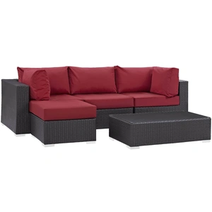 Modway Furniture Convene 5-Pc Synthetic Rattan Weave Outdoor Patio Sectional Set, Composition 2