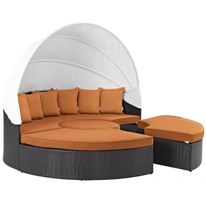 Modway Furniture Convene Synthetic Rattan Weave Outdoor Patio Daybed w/Canopy