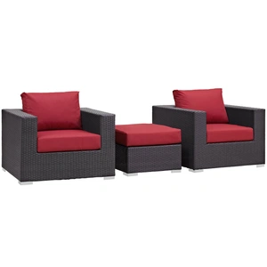 Modway Furniture Convene 3-Pc Synthetic Rattan Weave Outdoor Patio Sofa Set, Composition 2