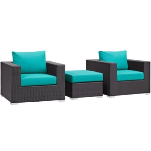 Modway Furniture Convene 3-Pc Synthetic Rattan Weave Outdoor Patio Sofa Set, Composition 2