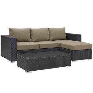 Modway Furniture Convene 3-Pc Synthetic Rattan Weave Outdoor Patio Sofa Set, Composition 1