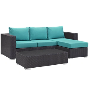 Modway Furniture Convene 3-Pc Synthetic Rattan Weave Outdoor Patio Sofa Set, Composition 1