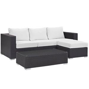 Modway Furniture Convene 3-Pc Synthetic Rattan Weave Outdoor Patio Sofa Set, Composition 1