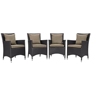 Modway Furniture Convene 4-Pc Synthetic Rattan Weave Outdoor Patio Dining Set
