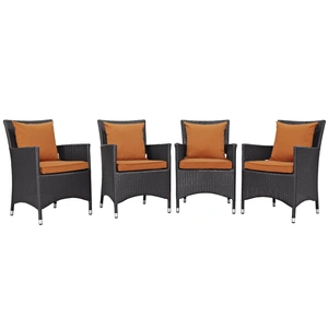 Modway Furniture Convene 4-Pc Synthetic Rattan Weave Outdoor Patio Dining Set