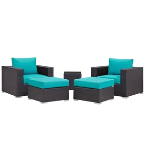 Modway Furniture Convene 5-Pc Synthetic Rattan Weave Outdoor Patio Sectional Set, Composition 3