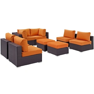 Modway Furniture Convene 8-Pc Synthetic Rattan Weave Outdoor Patio Sectional Set, Composition 2