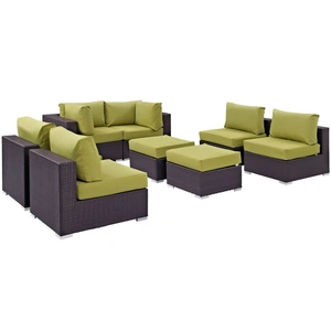 Modway Furniture Convene 8-Pc Synthetic Rattan Weave Outdoor Patio Sectional Set, Composition 2