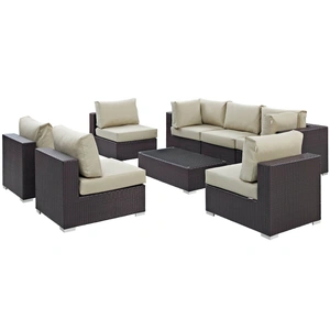 Modway Furniture Convene 8-Pc Synthetic Rattan Weave Outdoor Patio Sectional Set, Composition 3