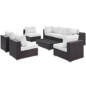 Modway Furniture Convene 8-Pc Synthetic Rattan Weave Outdoor Patio Sectional Set, Composition 3