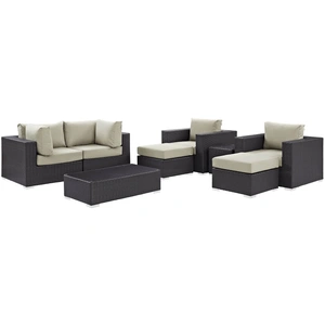 Modway Furniture Convene 8-Pc Synthetic Rattan Weave Outdoor Patio Sectional Set, Composition 4
