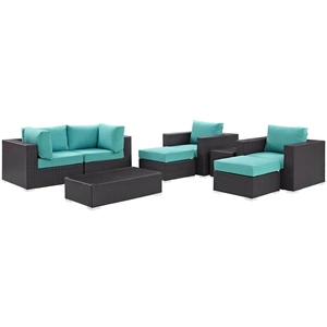 Modway Furniture Convene 8-Pc Synthetic Rattan Weave Outdoor Patio Sectional Set, Composition 4
