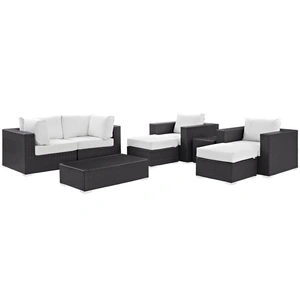 Modway Furniture Convene 8-Pc Synthetic Rattan Weave Outdoor Patio Sectional Set, Composition 4