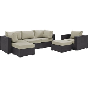 Modway Furniture Convene 6-Pc Synthetic Rattan Weave Outdoor Patio Sectional Set