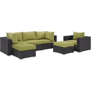 Modway Furniture Convene 6-Pc Synthetic Rattan Weave Outdoor Patio Sectional Set