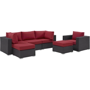 Modway Furniture Convene 6-Pc Synthetic Rattan Weave Outdoor Patio Sectional Set