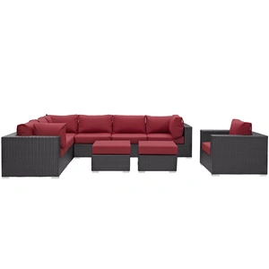Modway Furniture Convene 9-Pc Synthetic Rattan Weave Outdoor Patio Sectional Set