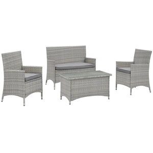 Modway Furniture Bridge 4-Pc Synthetic Rattan Weave Outdoor Patio Conversation Set