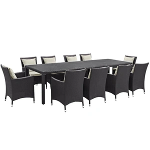 Modway Furniture Convene 11-Pc Synthetic Rattan Weave Outdoor Patio Dining Set, Composition 1