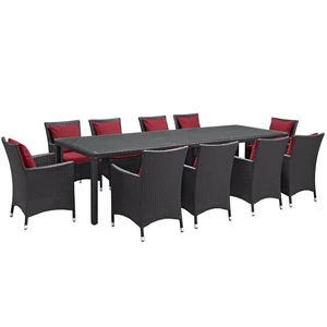 Modway Furniture Convene 11-Pc Synthetic Rattan Weave Outdoor Patio Dining Set, Composition 1