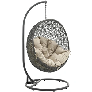 Modway Furniture Hide Outdoor Patio Synthetic Rattan Weave Swing Chair With Stand