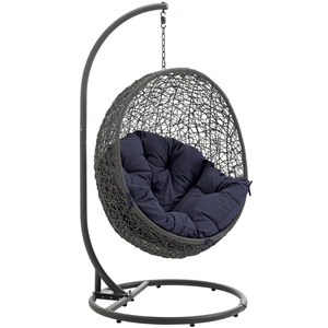 Modway Furniture Hide Outdoor Patio Synthetic Rattan Weave Swing Chair With Stand