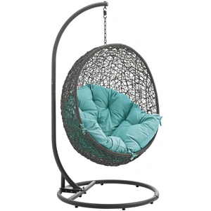 Modway Furniture Hide Outdoor Patio Synthetic Rattan Weave Swing Chair With Stand