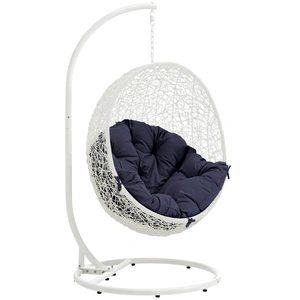 Modway Furniture Hide Outdoor Patio Synthetic Rattan Weave Swing Chair With Stand