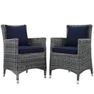 Modway Furniture Summon 2-Pc Outdoor Patio Sunbrella/Synthetic Rattan Weave Dining Set