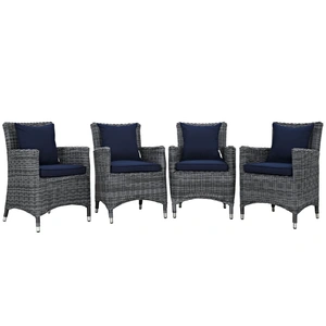 Modway Furniture Summon 4-Pc Outdoor Patio Sunbrella/Synthetic Rattan Weave Dining Set