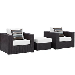 Modway Furniture Convene 3-Pc Outdoor Patio Synthetic Rattan Weave Sofa Set