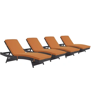 Modway Furniture Convene Outdoor Patio Synthetic Rattan Weave Chaise (Set of 4)