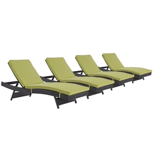 Modway Furniture Convene Outdoor Patio Synthetic Rattan Weave Chaise (Set of 4)
