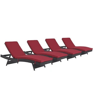 Modway Furniture Convene Outdoor Patio Synthetic Rattan Weave Chaise (Set of 4)
