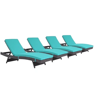 Modway Furniture Convene Outdoor Patio Synthetic Rattan Weave Chaise (Set of 4)