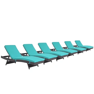 Modway Furniture Convene Outdoor Patio Synthetic Rattan Weave Chaise (Set of 6)